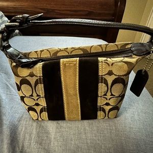 Small coach velvet stripe handbag